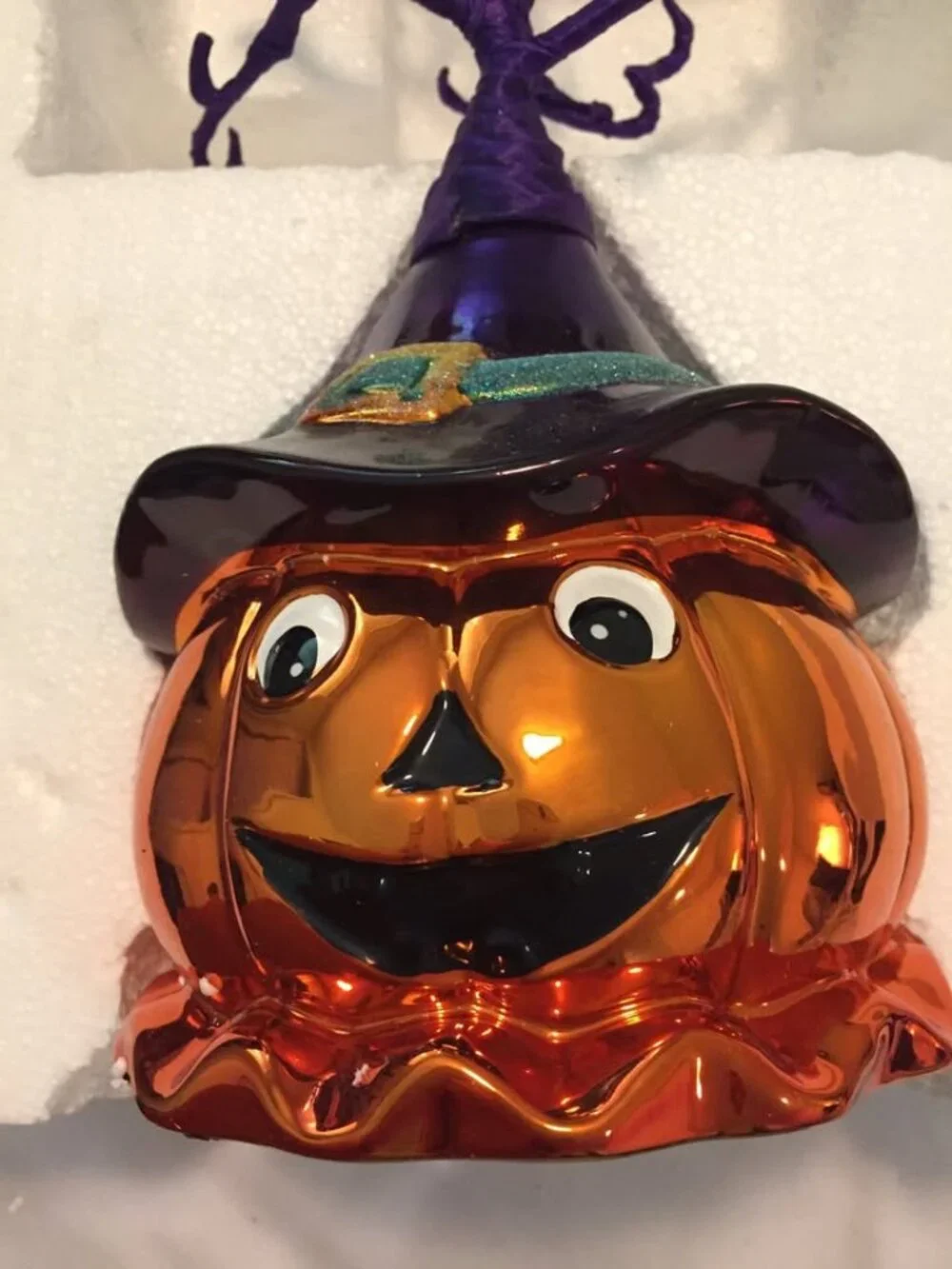 Christopher Radko Halloween Pumpkin Glass Tree NO ORNAMENTS 13
